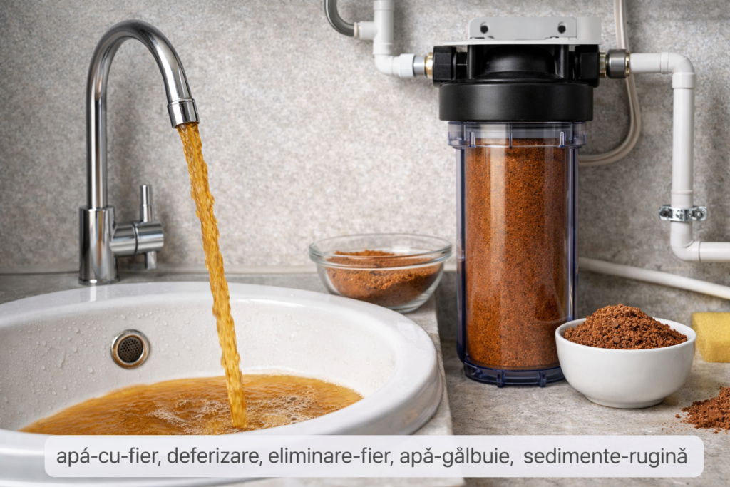 fier-in-apa, filtre-deferizare, apa-galbuie, gust-metalic, pete-rugina