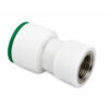 Conector plastic pentru  teava 1” pe o parte si filet interior metalic de 1” pe cealalta