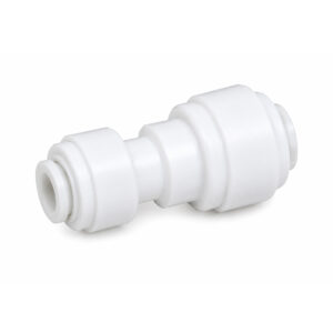 Conector trecere plastic 1/4”  furtun pe o parte si 3/8” conectare furtun pe cealalta parte
